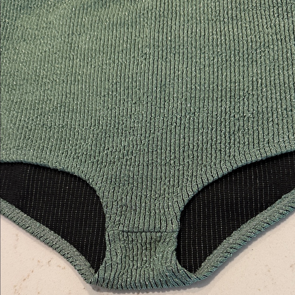 Zara Size Small Metallic Green High-Waisted Bikini Bottoms NWTs - Picture 4 of 10